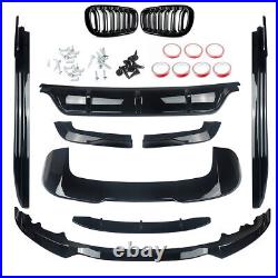 Gloss Blk For Bmw X5 F15 M Sport Body Kit Front Lip+rear Diffuser+skirts+grille