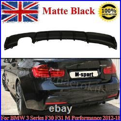 Matte Black Rear Diffuser Twin Exhaust For BMW 3 Series F30 F31 M Sport 2012-19