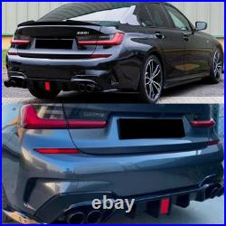 REAR DIFFUSER With LIGTH & TAILLPIPE FOR BMW G20 G21 M SPORT GLOSS BLACK 2018-2021