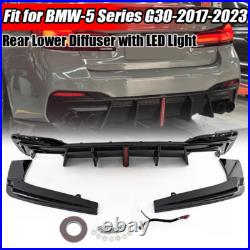Rear Bumper Diffuser Body Kit For BMW G30 G31 M550i M Sport 2017-23 With LED Light