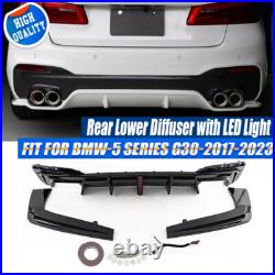 Rear Bumper Diffuser Body Kit For BMW G30 G31 M550i M Sport 2017-23 With LED Light