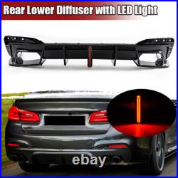 Rear Bumper Diffuser Body Kit For BMW G30 G31 M550i M Sport 2017-23 With LED Light