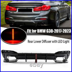 Rear Bumper Diffuser Body Kit For BMW G30 G31 M550i M Sport 2017-23 With LED Light