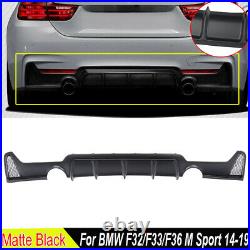 Rear Bumper Diffuser For BMW F32 F33 F36 M Sport Dual Tip Exhaust Matte Black