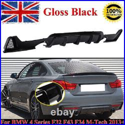 Rear Bumper Diffuser Gloss Black For BMW F32 F33 F36 4-Series 435i M Sport 14-21