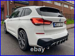 Rear Bumper diffuser For M Sport BMW X1 F48 LCI Performance fins with ribs