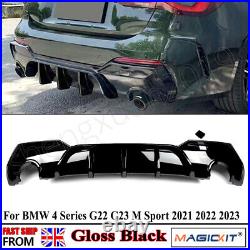 Rear Diffuser Lip Gloss Black Spoiler for BMW 4 Series G22 G23 M Sport 2021-2023