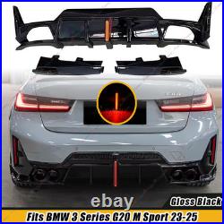 Rear Diffuser With F1 Led Light For Bmw 3 Series G20 G21 M Sport LCI Gloss Black